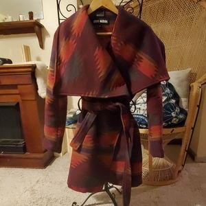 Steve Madden Navajo print blanket style wool coat